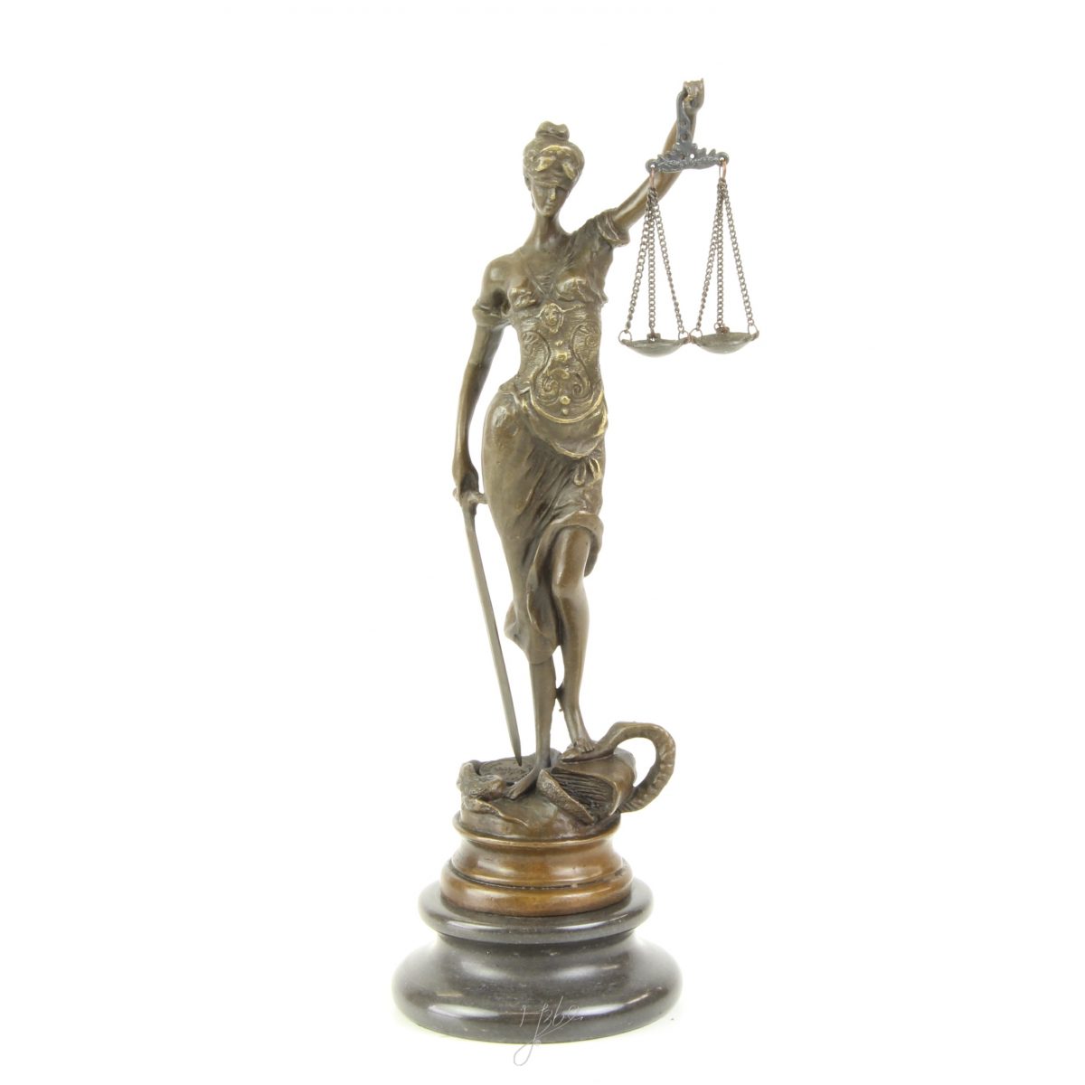 Bronzová socha Justice -signovaná -mramor -bronz